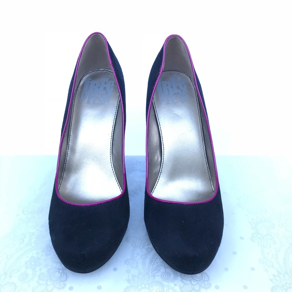 Free Press Black Pink Block Heels Shoe Size 7.5